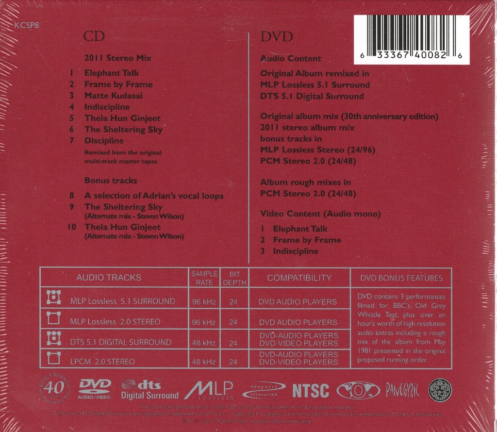 King Crimson - Discipline - Cd/Dvd