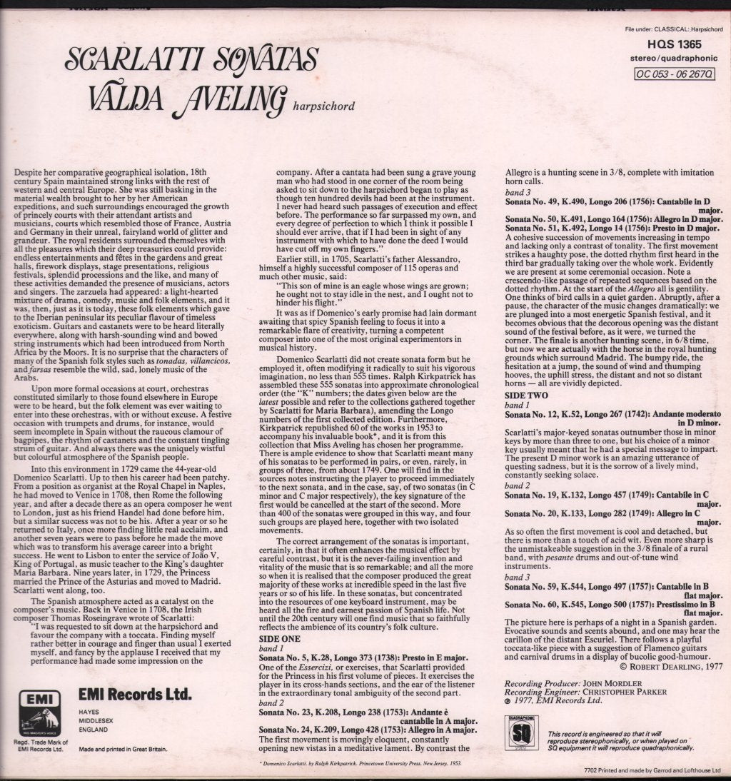 Valda Aveling - Valda Aveling Plays Scarlatti Sonatas - Lp