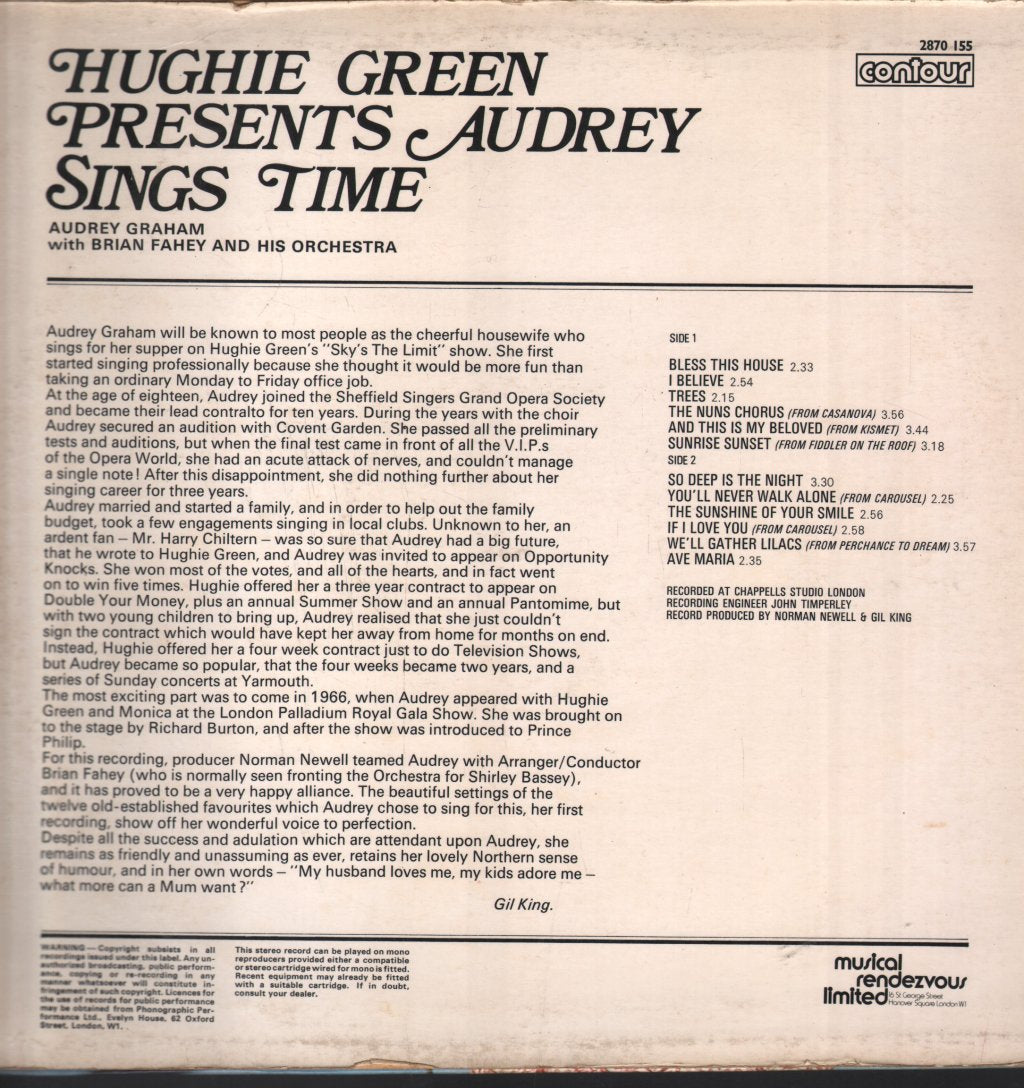 Audrey Graham - Hughie Green Presents Audrey Sings Time - Lp
