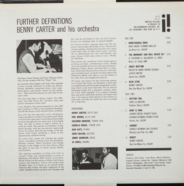 Benny Carter And His Orchestra - Further Definitions - Lp