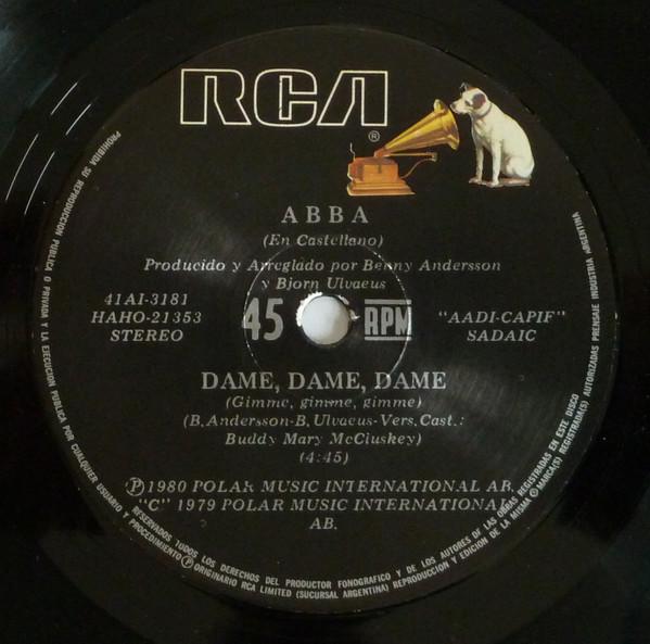 ABBA - En Castellano: Gracias Por La Música (Thank You For The Music) / Dame, Dame, Dame (Gimme, Gimme, Gimme) - 7 Inch