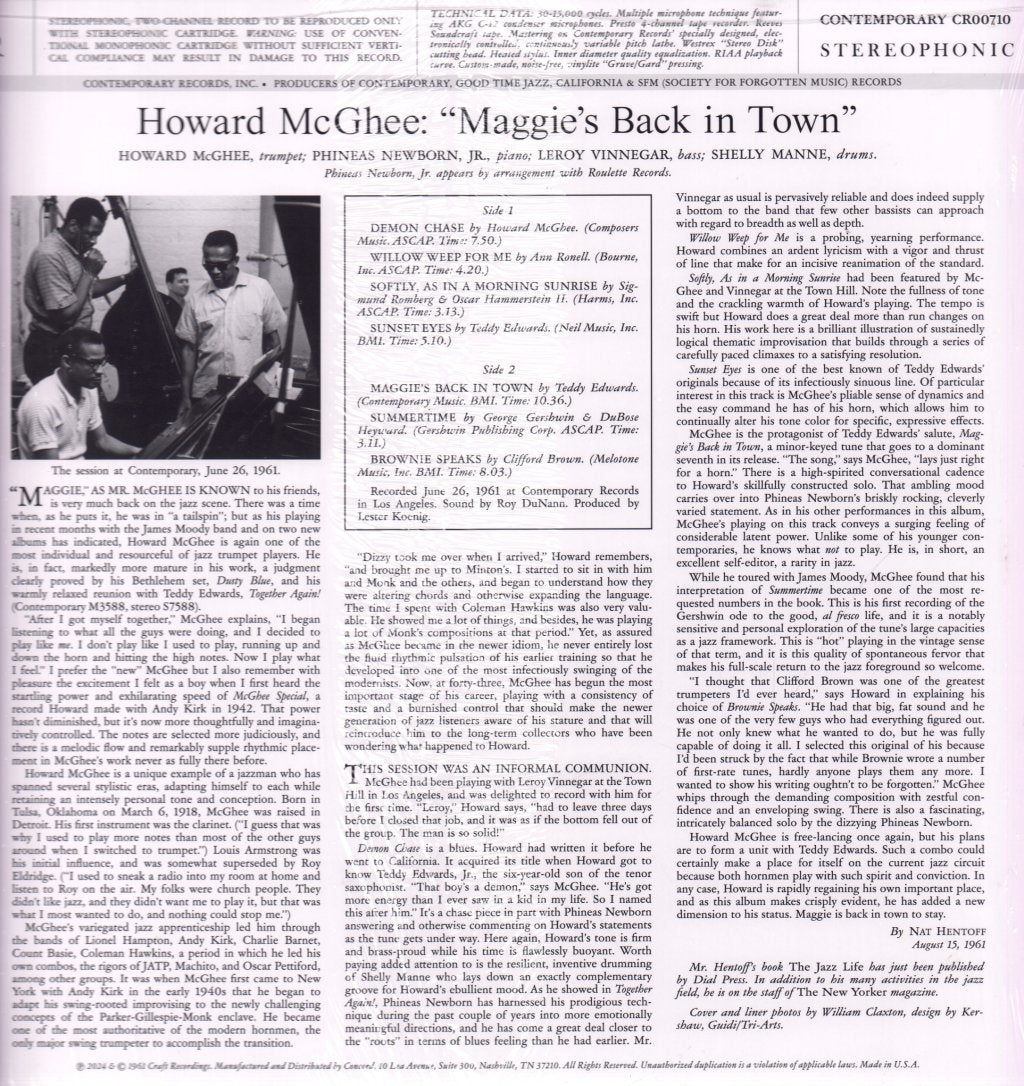 Howard Mcghee - Maggie's Back In Town!! - Lp