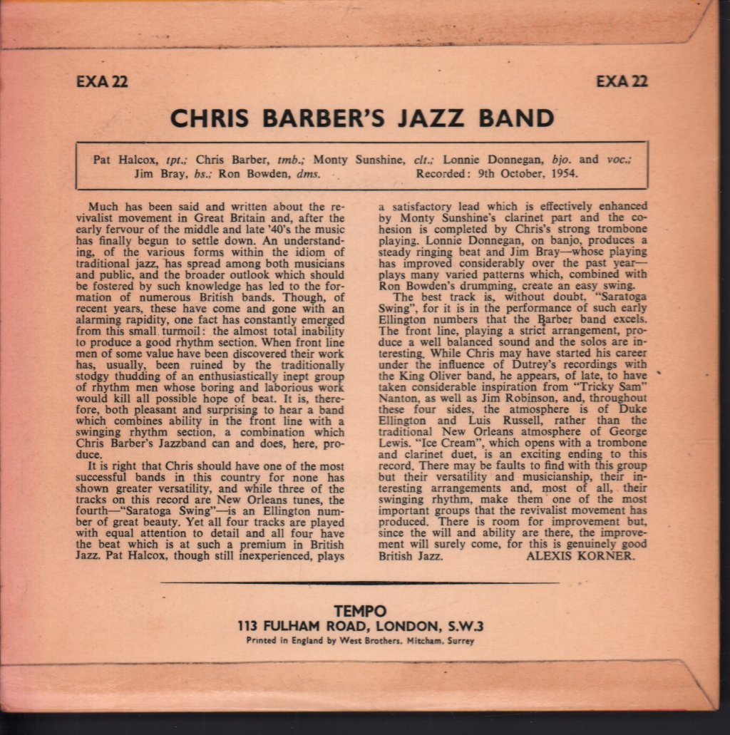 Chris Barber's Jazz Band - Tiger Rag - 7 Inch