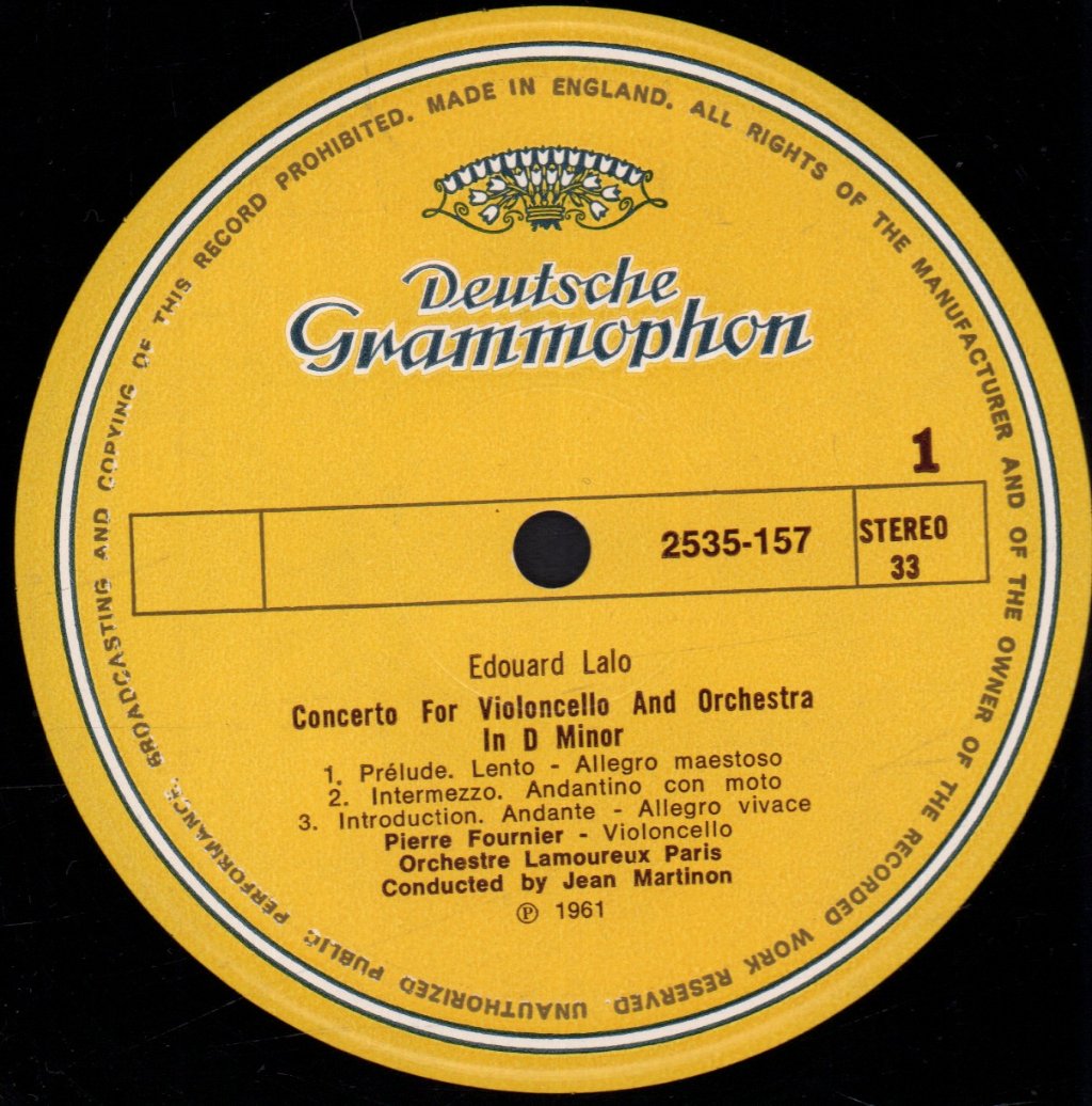 edouard lalo / camille saint-saens / max bruch - Concerto For Violoncello And Orchestra - Lp