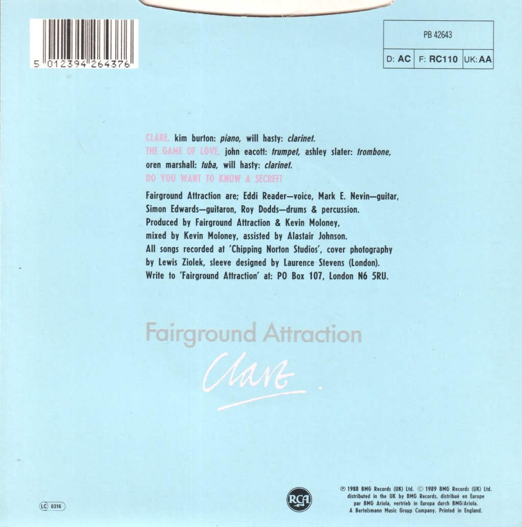 Fairground Attraction - Clare - 7 Inch