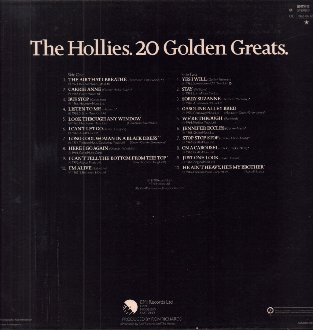 Hollies - 20 Golden Greats - Lp