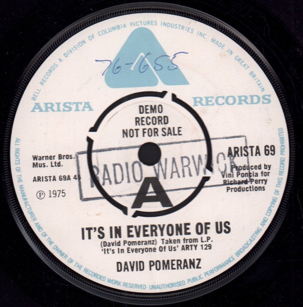 David Pomeranz - It's In Everyone Of Us - 7 Inch