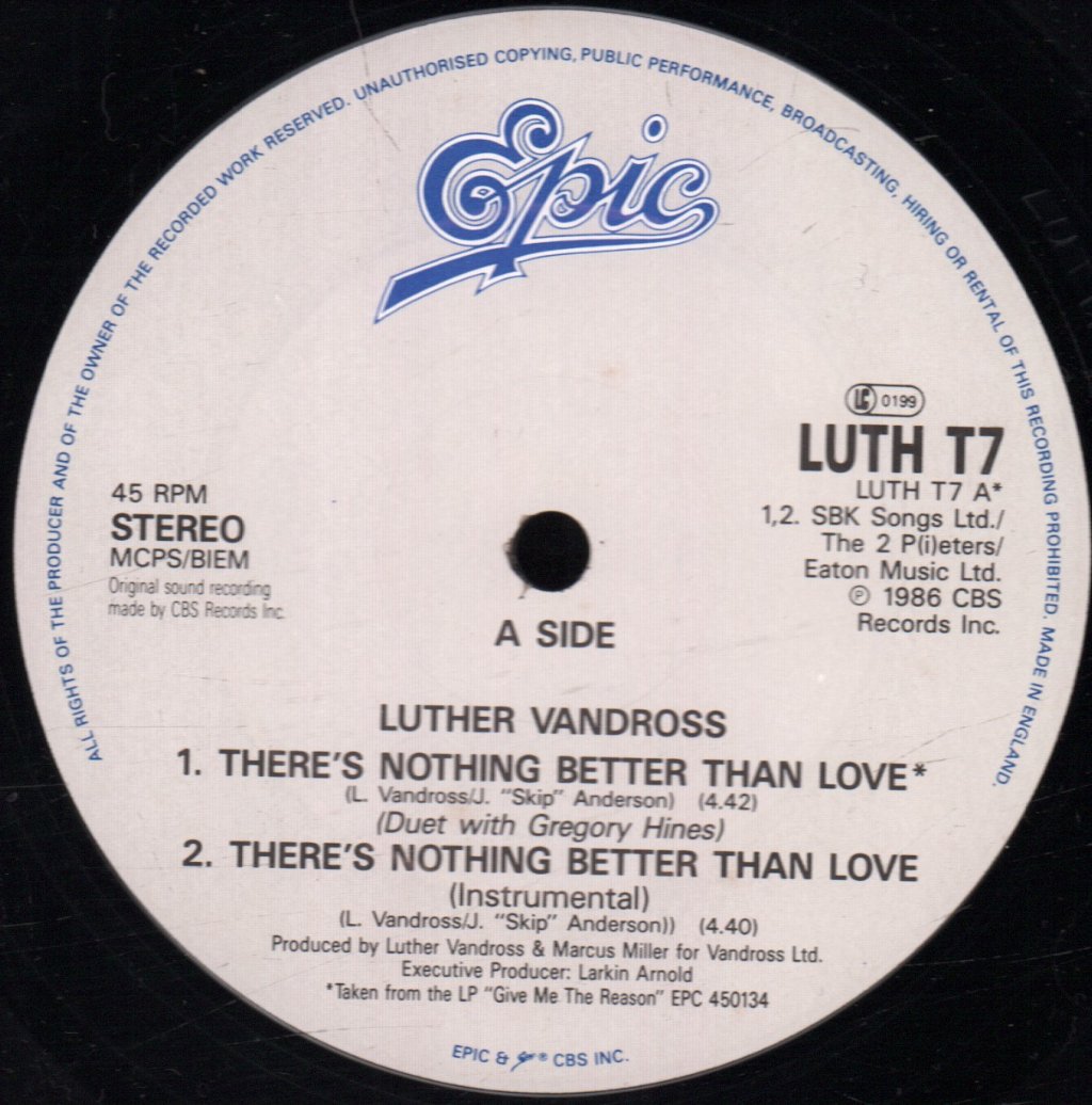 Luther Vandross And Gregory Hines - There's Nothing Better Than Love - 12 Inch