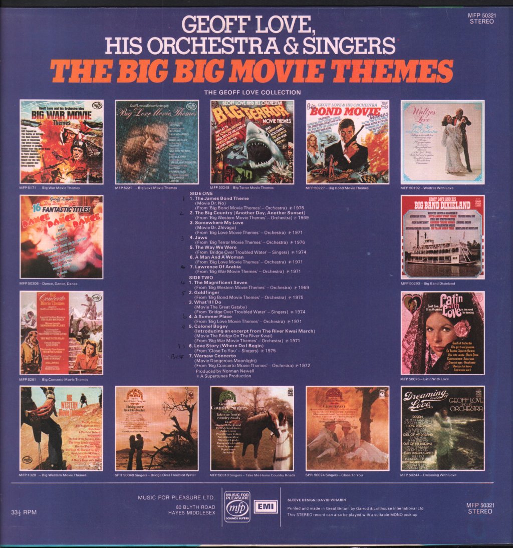 Geoff Love And His Orchestra - Big Big Movie Themes - Lp