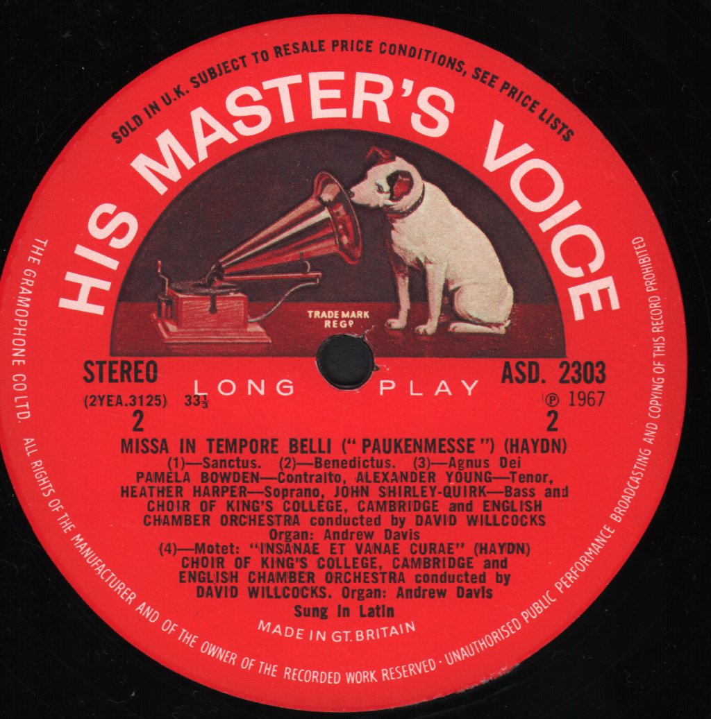 Heather Harper / Pamela Bowden / Alexander Young / John Shirley-Quirk / Choir Of King's College, Cambridge - Haydn - Missa In Tempore Belli (Paukenmesse) - Lp