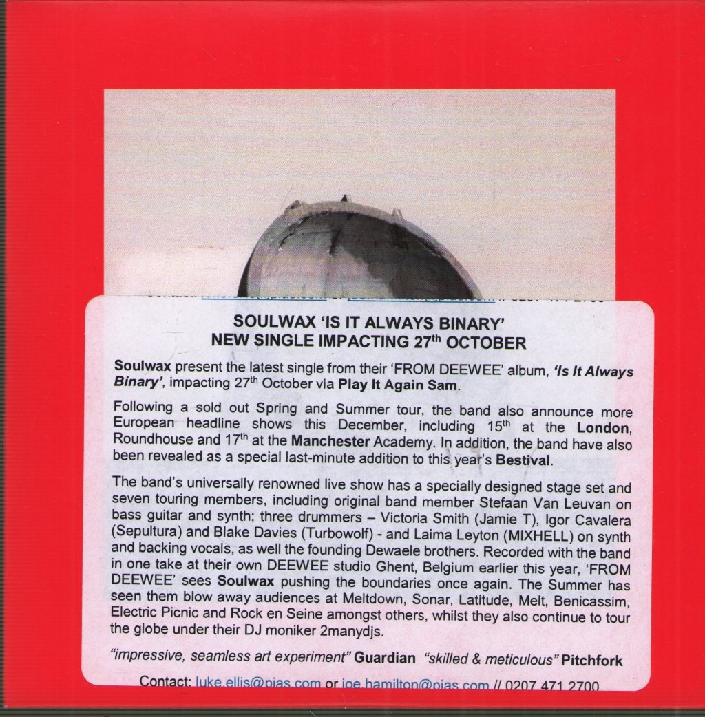 Soulwax - Is It Always Binary (Edit) - Cdr