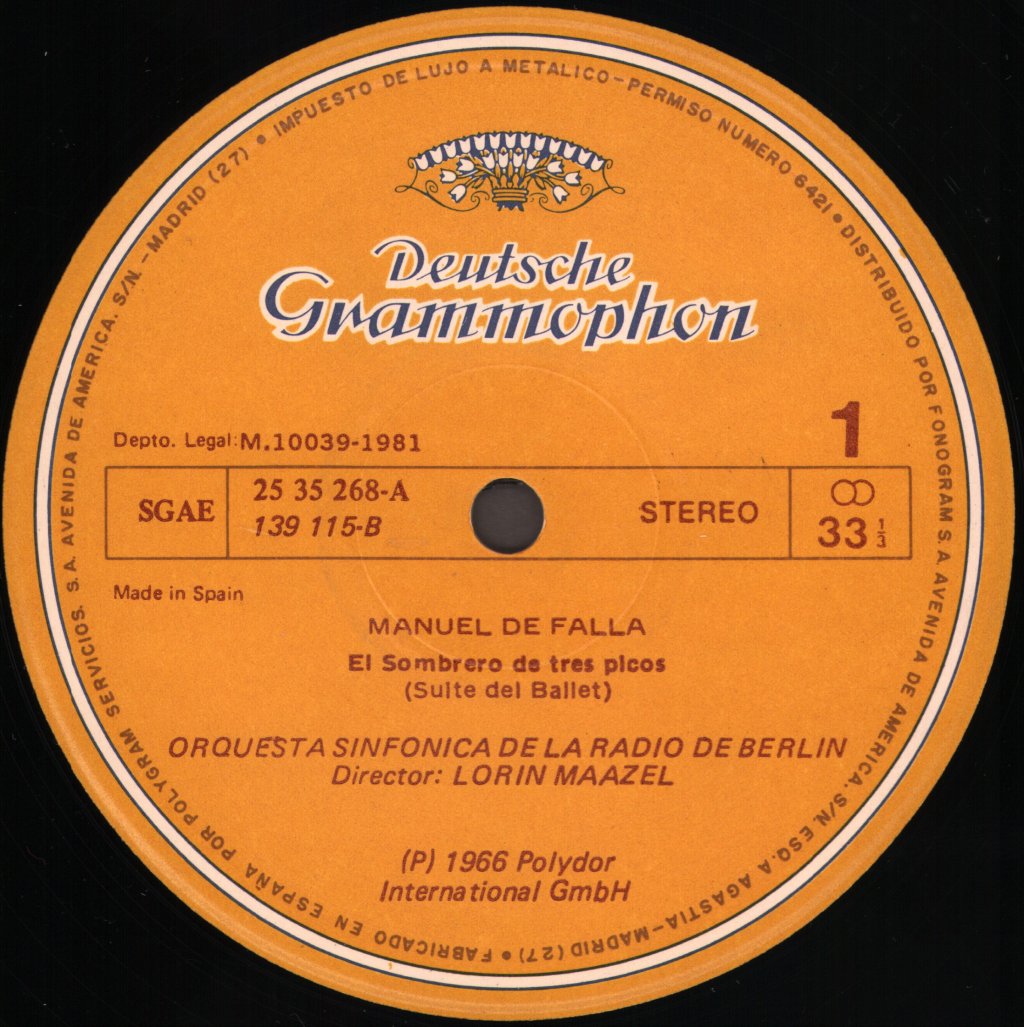 Lorin Maazel / Margrit Weber / Rafael Kubelik - Manuel De Falla - El Sombrero De Tres Picos: Danzas / Noches En Los Jardines De España - Lp