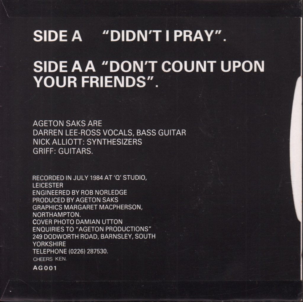 Ageton Saks - Didn't I Pray - 7 Inch