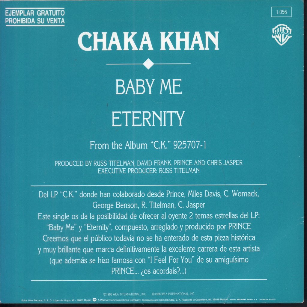 Chaka Khan - Baby Me - 7 Inch