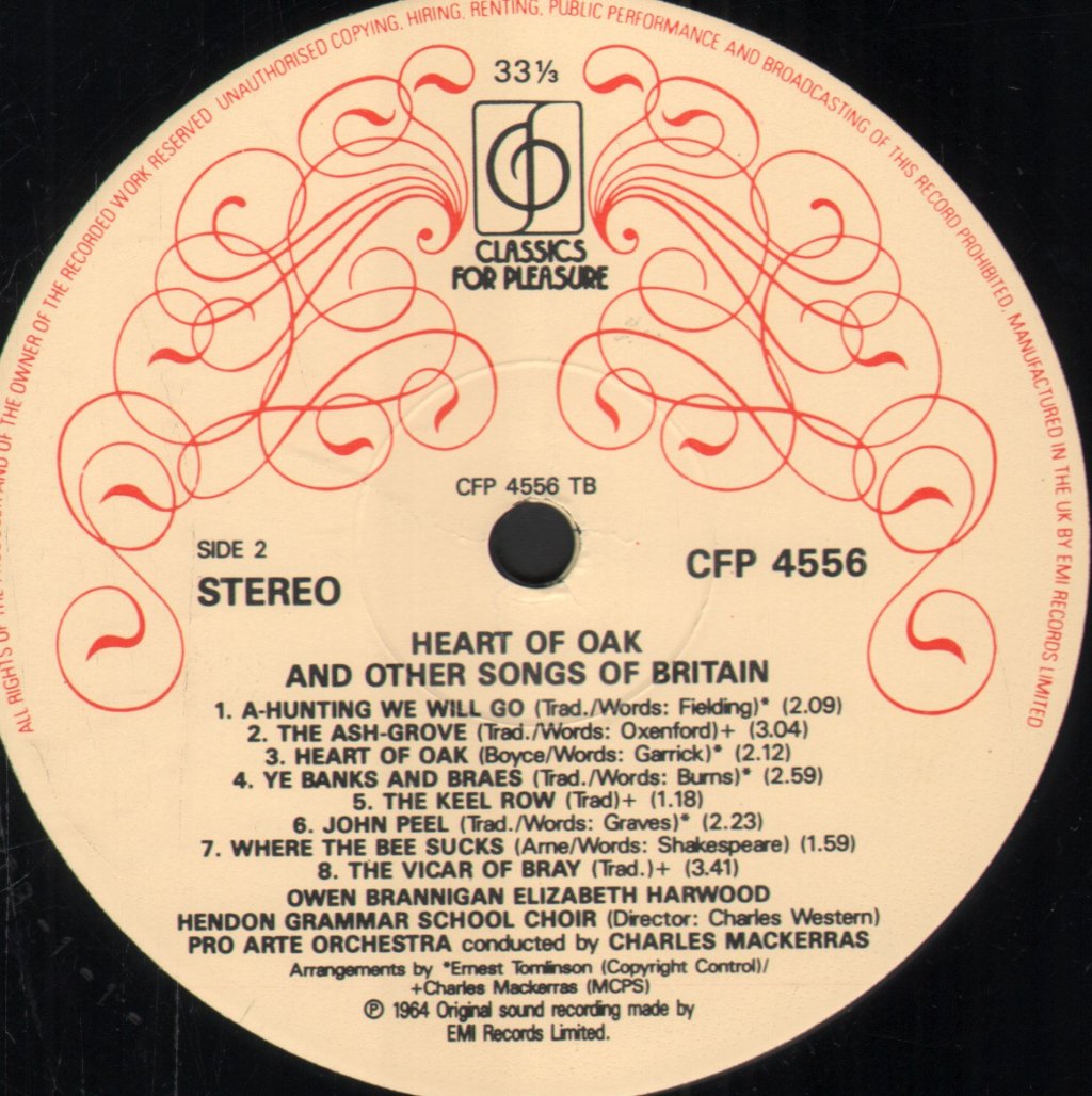 Owen Brannigan / Elizabeth Harwood / Sir Charles Mackerras / Pro Arte Orchestra - Heart Of Oak & Other Songs Of Britain - Lp