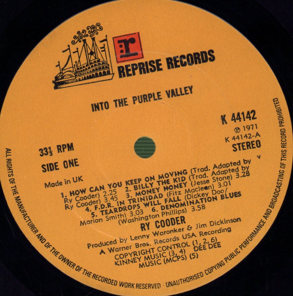Ry Cooder - Into The Purple Valley - Lp