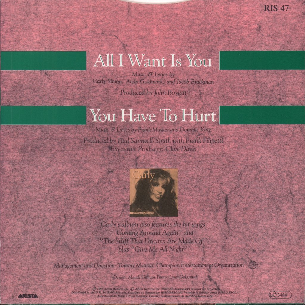 Carly Simon - All I Want Is You - 7 Inch