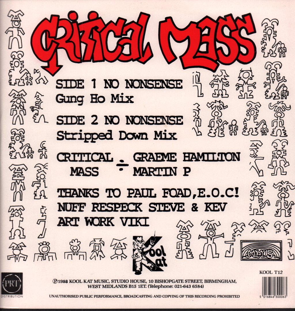 Critical Mass (House / Dance) - No Nonsense - 12 Inch
