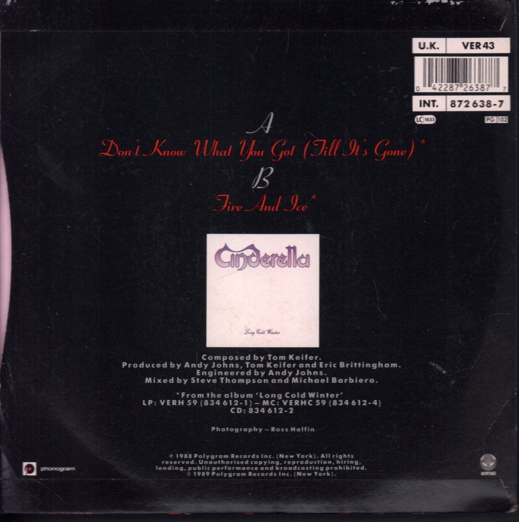 Cinderella - Don't Know What You Got - 7 Inch