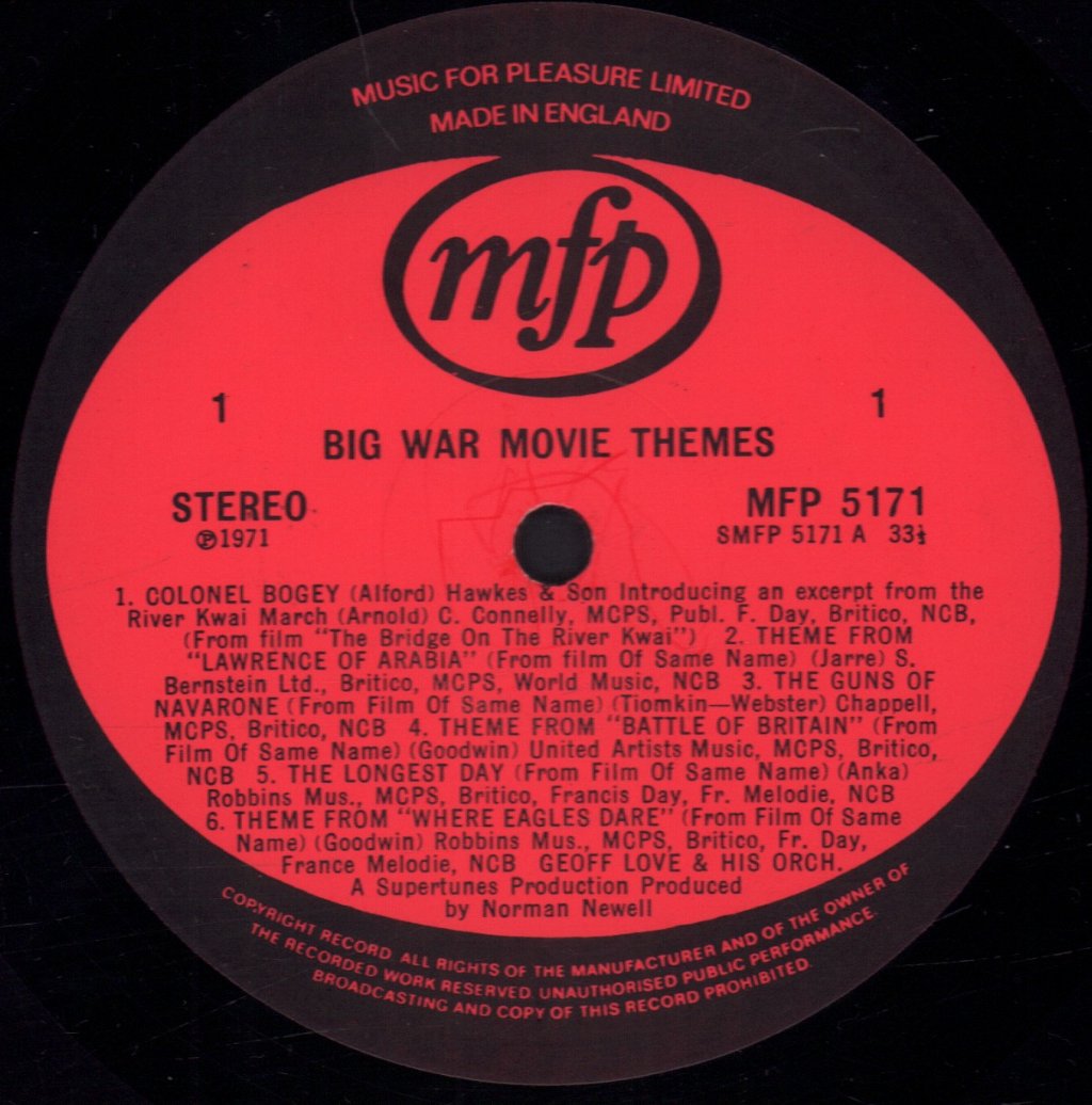 Geoff Love And His Orchestra - Big War Movie Themes - Lp