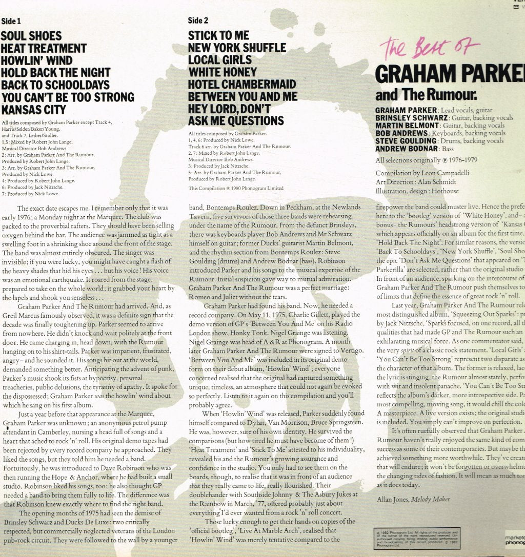 Graham Parker And The Rumour - Best Of - Lp