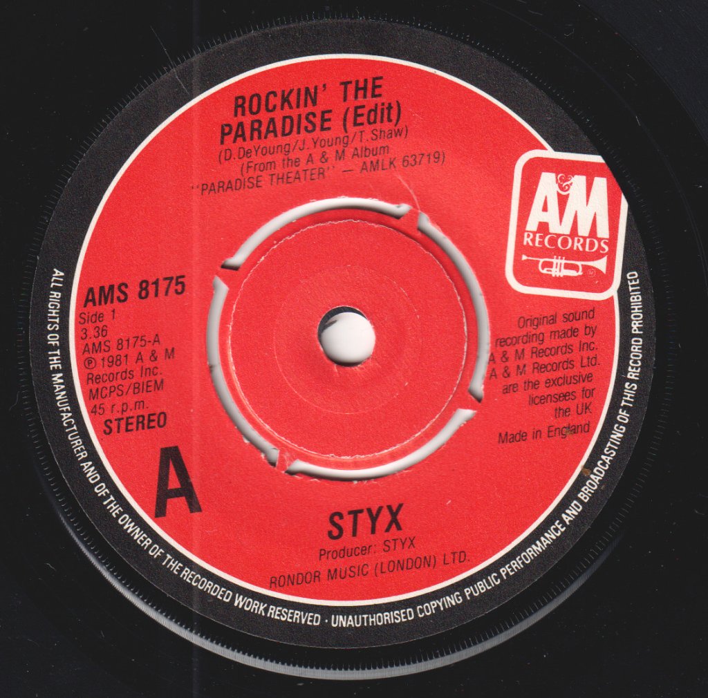 Styx - Rockin' The Paradise - 7 Inch