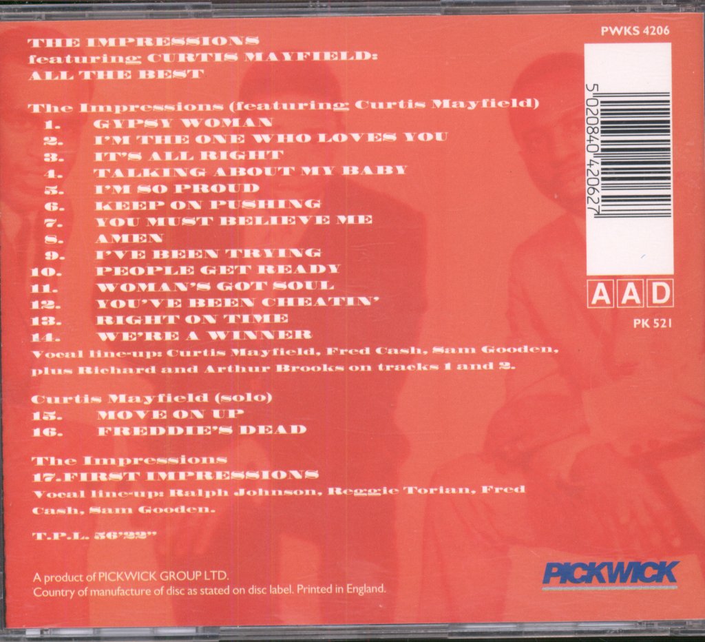Impressions Featuring Curtis Mayfield - All The Best - Cd