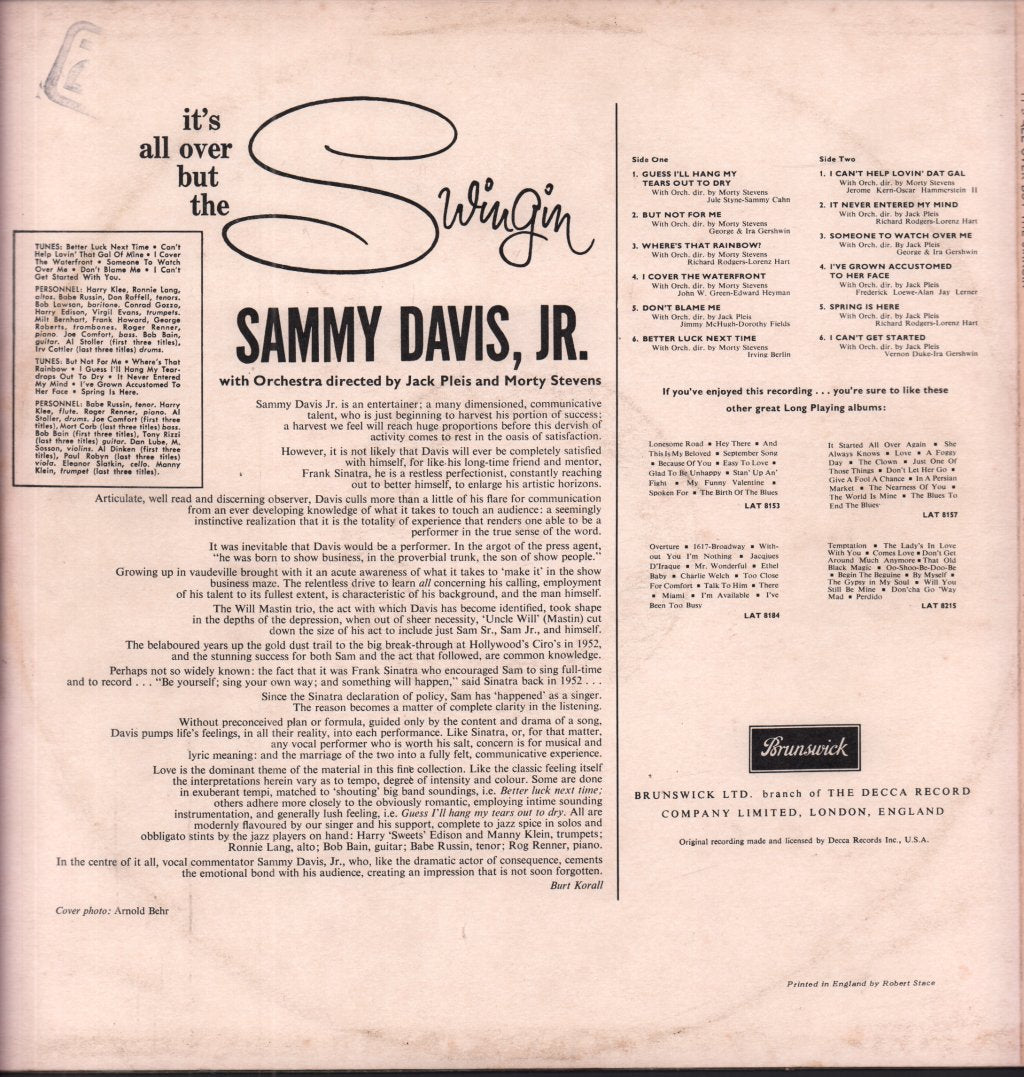 Sammy Davis Jr. - It's All Over But The Swingin' - Lp