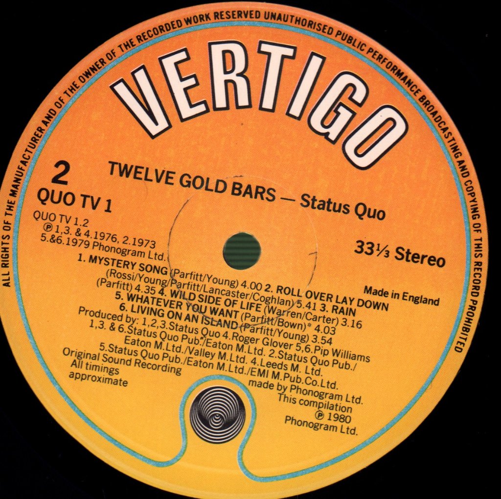Status Quo - 12 Gold Bars Volume 1+1 - Double Lp