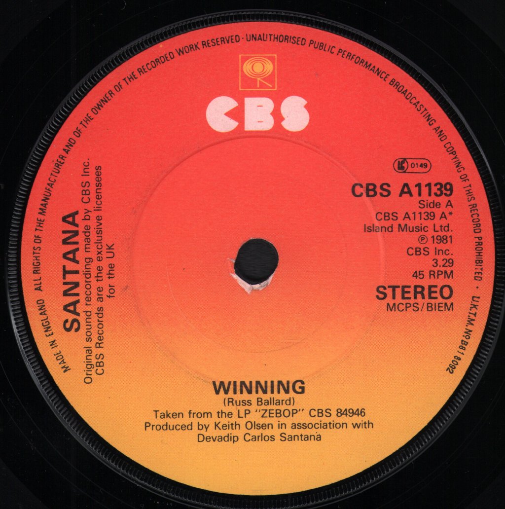 Santana - Winning - 7 Inch