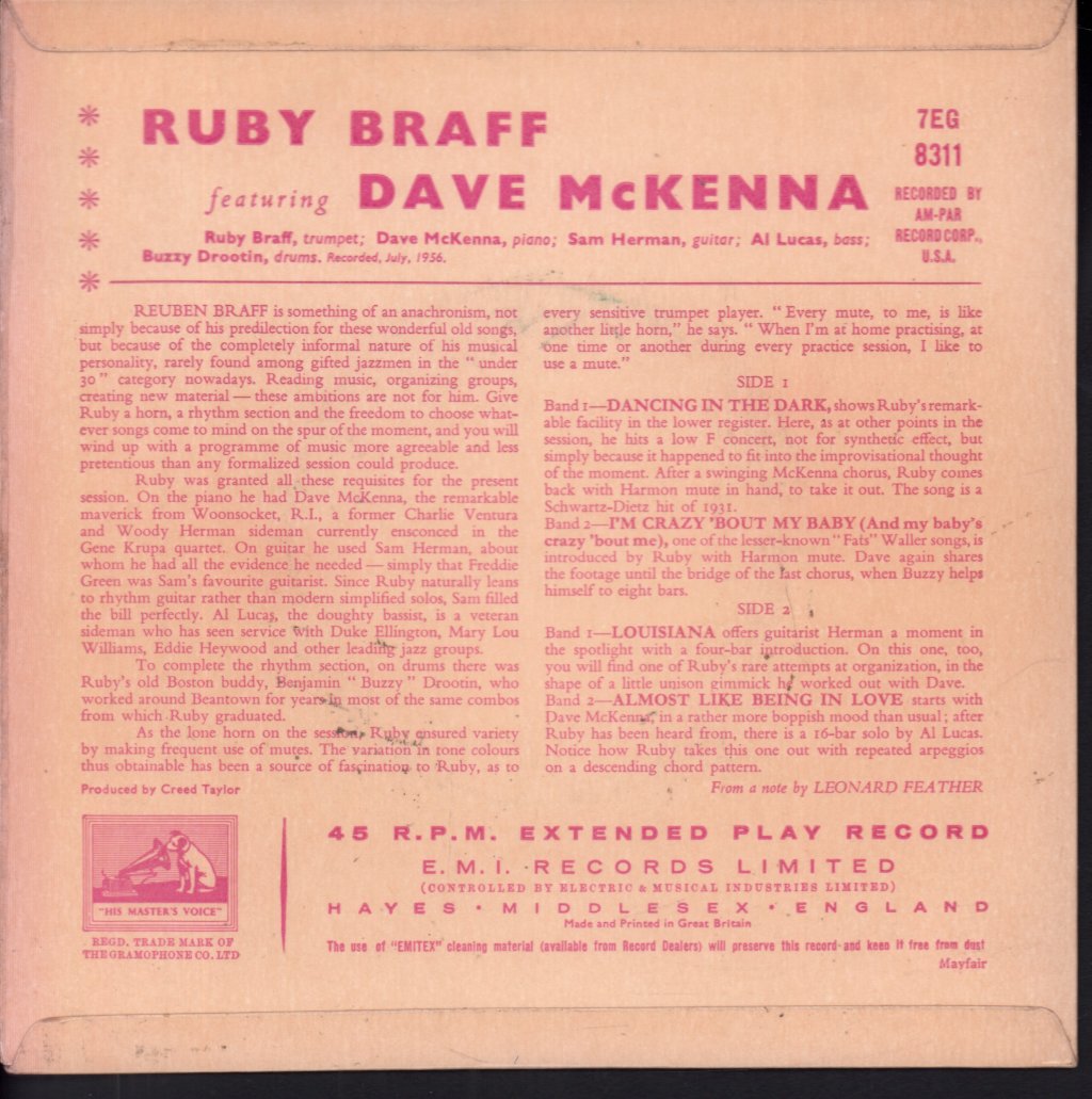 Ruby Braff Quartet Featuring Dave Mckenna - Ruby Braff Quartet Featuring Dave Mckenna - 7 Inch