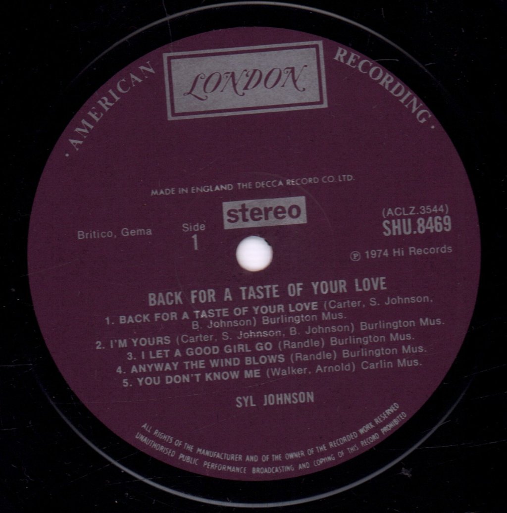 Syl Johnson - Back For A Taste Of Your Love - Lp