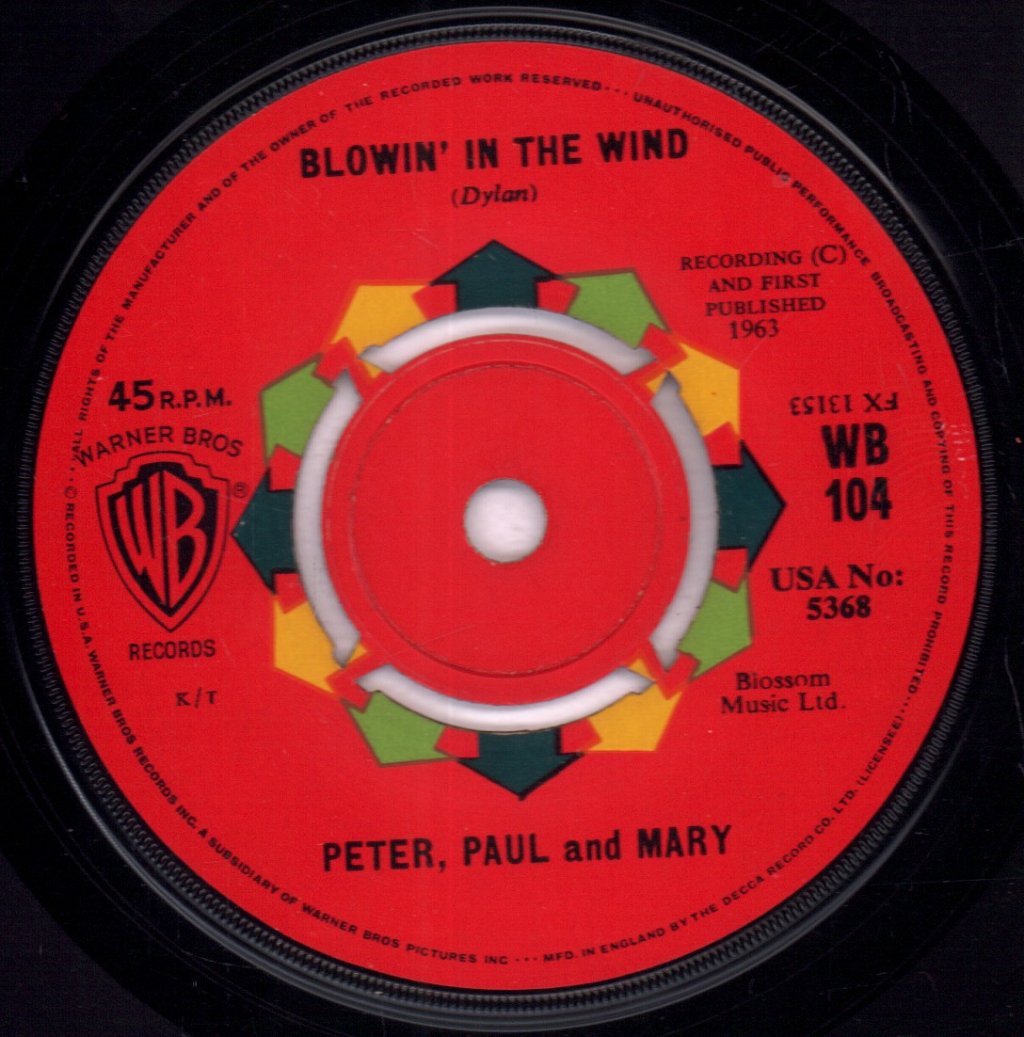Peter Paul And Mary - Blowin' In The Wind - 7 Inch