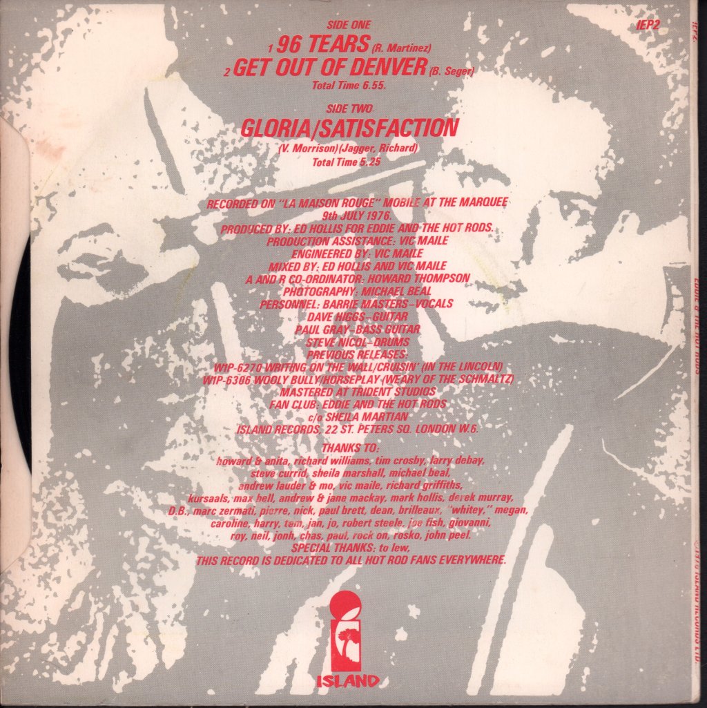 Eddie And The Hot Rods - Live At The Marquee - 7 Inch