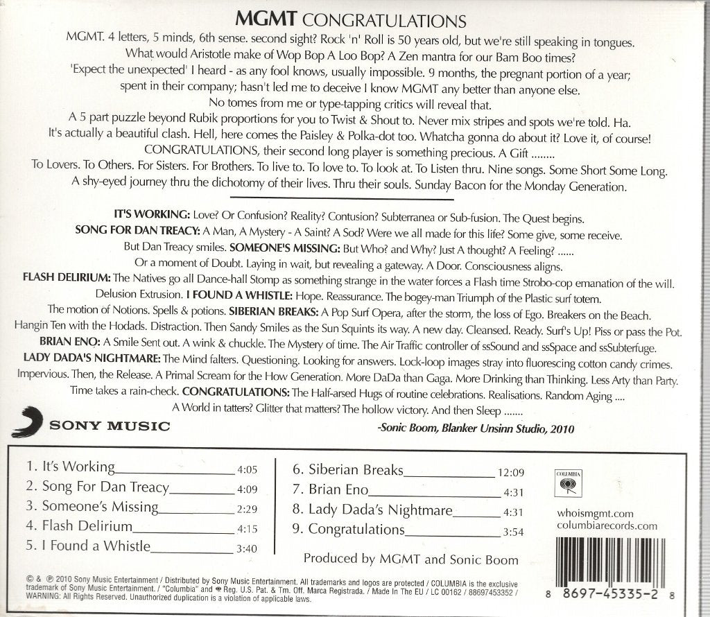 MGMT - Congratulations - Cd