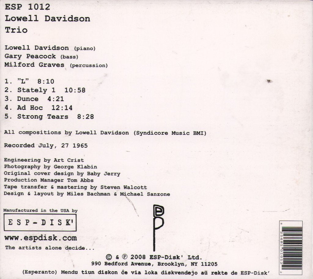 Lowell Davidson Trio - Lowell Davidson Trio - Cd