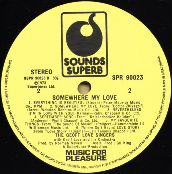 Geoff Love Singers - Somewhere My Love - Lp