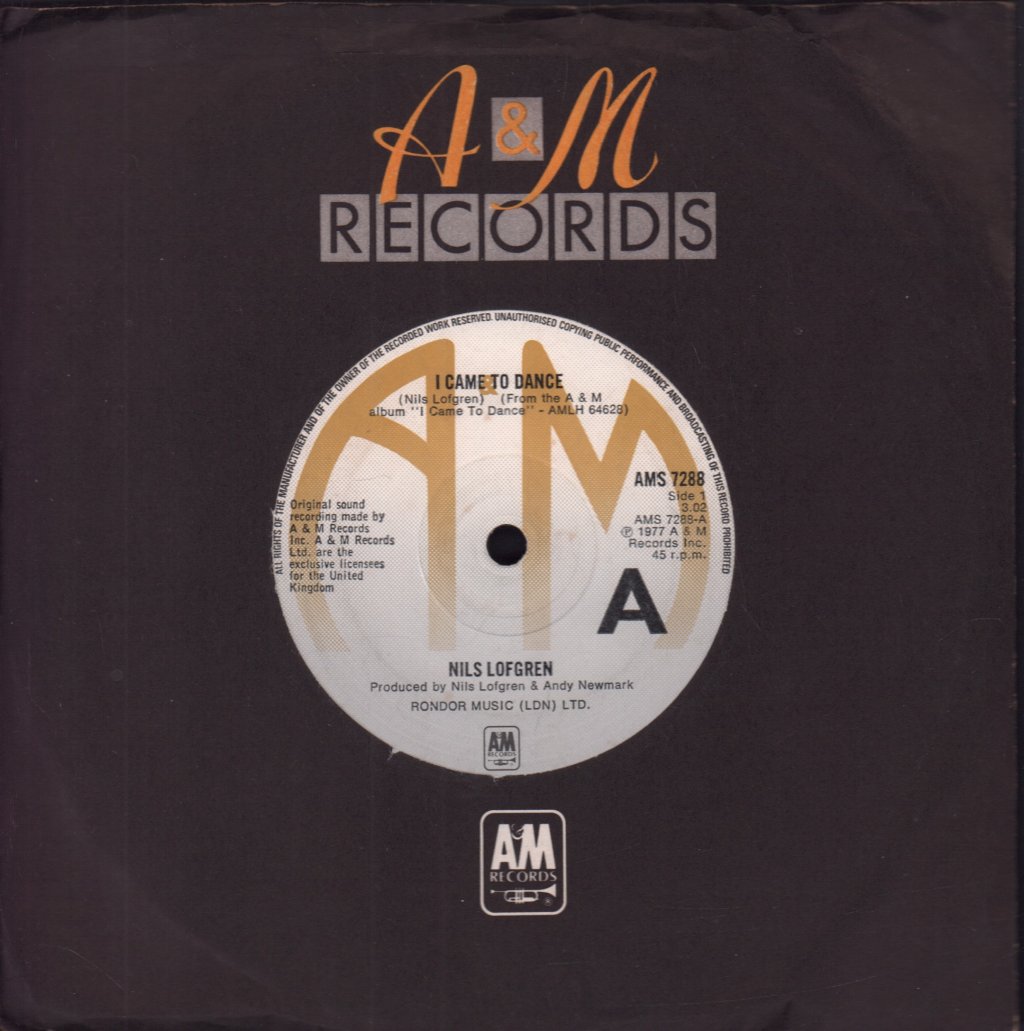 Nils Lofgren - I Came To Dance - 7 Inch