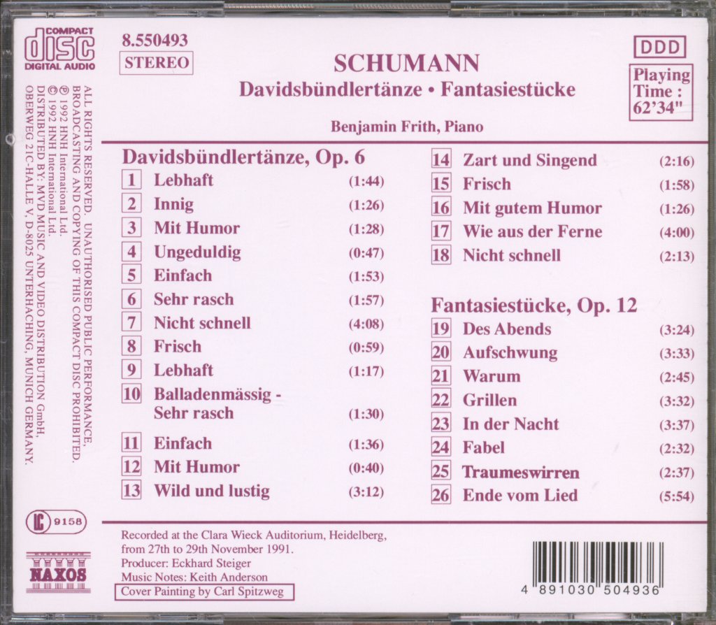 Benjamin Frith - Schumann - Davidsbündlertänze • Fantasiestücke - Cd