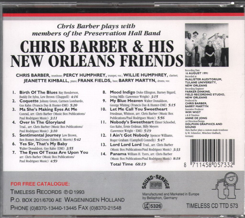 Chris Barber & His New Orleans Friends - Chris Barber Plays With Members Of The Preservation Hall Band - Cd