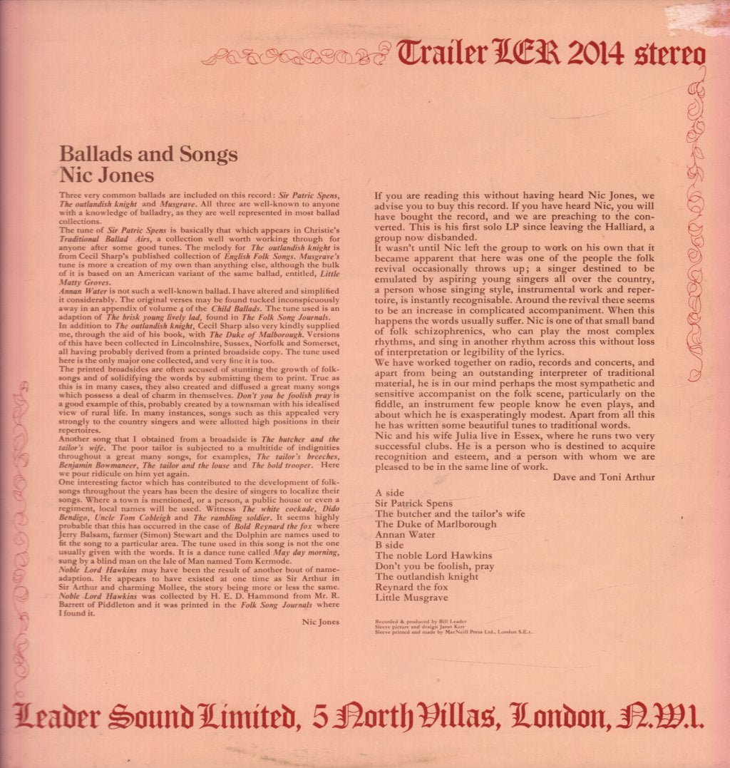 Nic Jones - Ballads And Songs - Lp