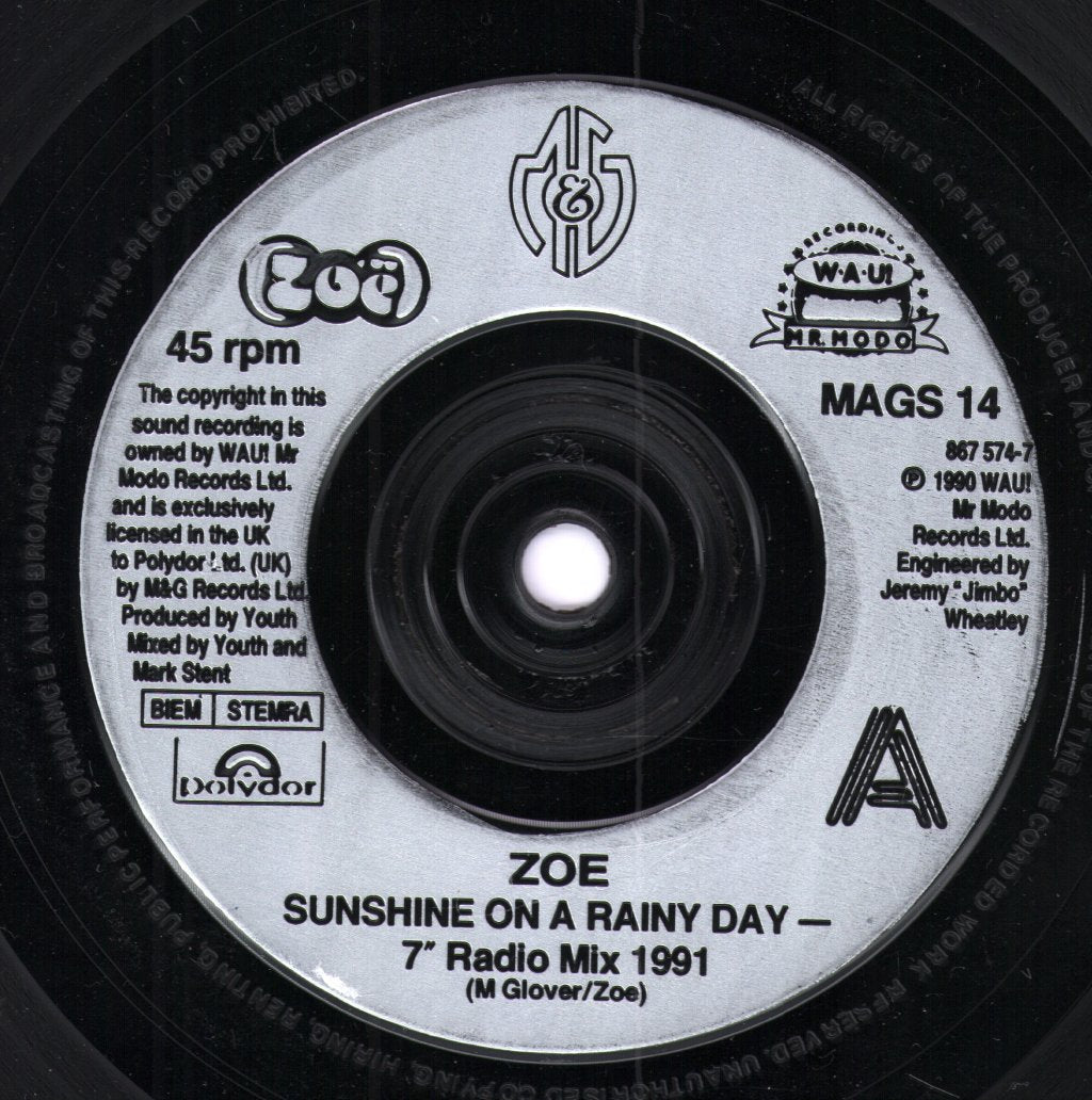 Zoe (90'S) - Sunshine On A Rainy Day - 7 Inch