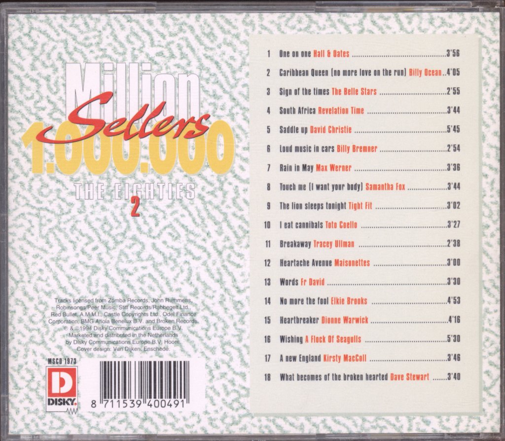 Various Artists - Million Sellers The Eighties 2 - Cd