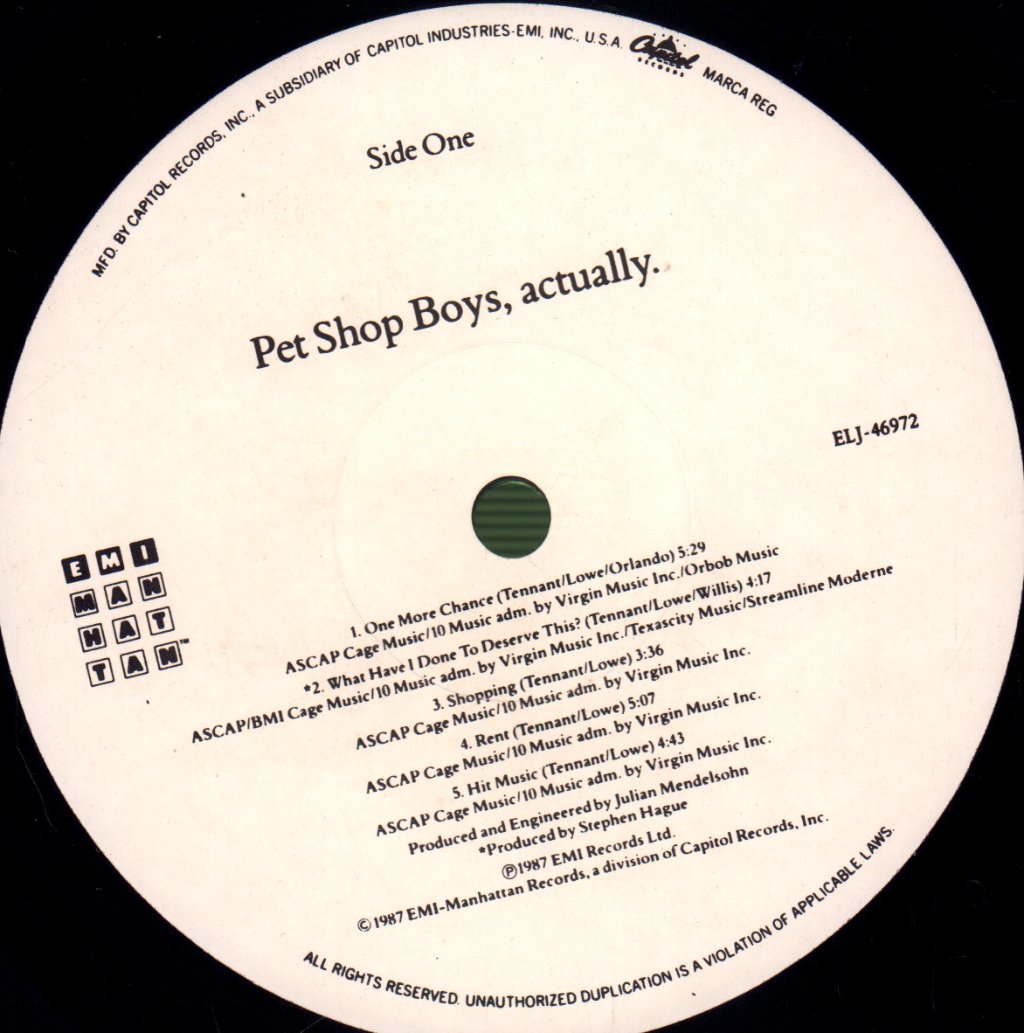 Pet Shop Boys - Actually / Always On My Mind - Double Lp