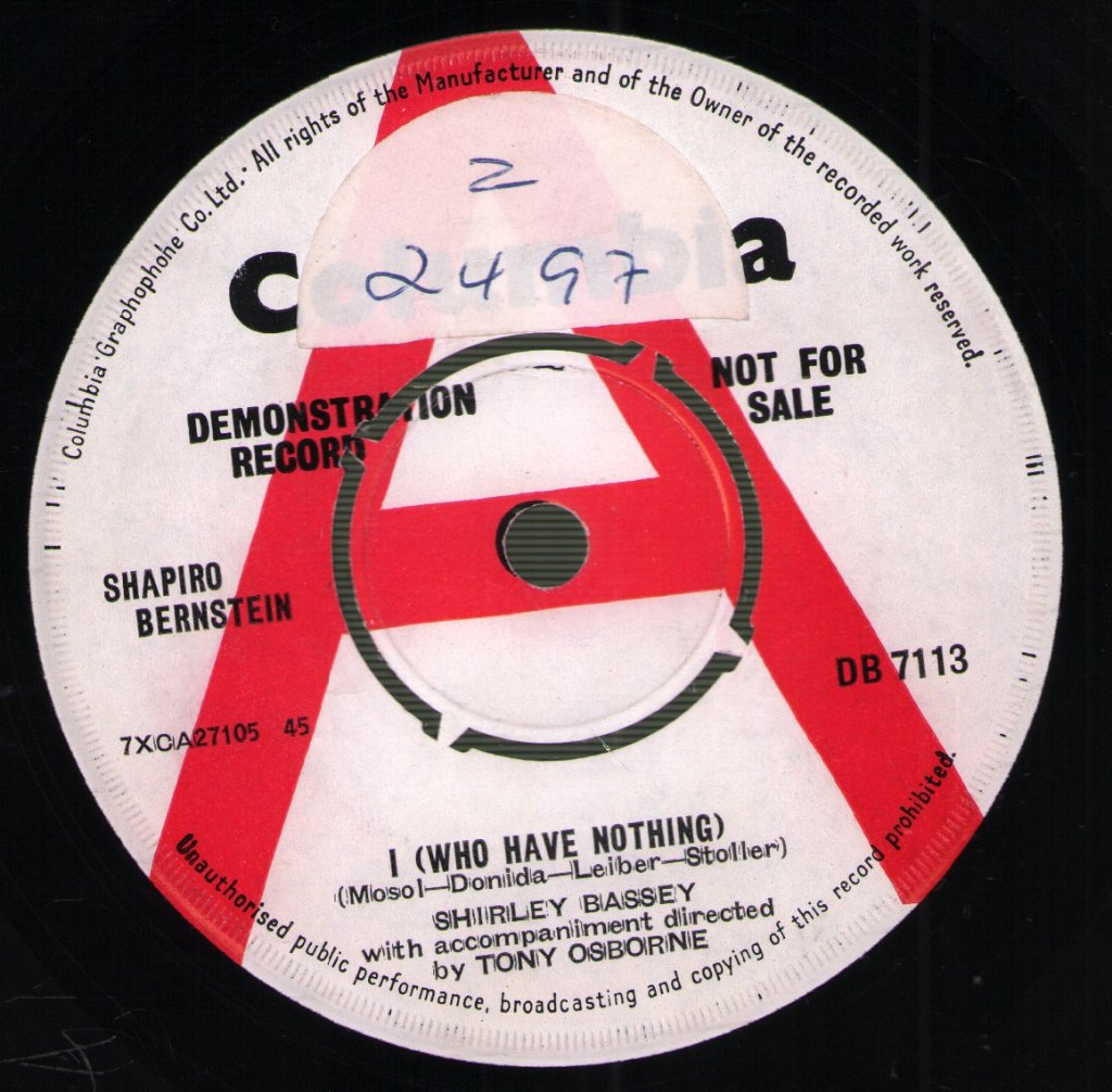 Shirley Bassey - I (Who Have Nothing) - 7 Inch
