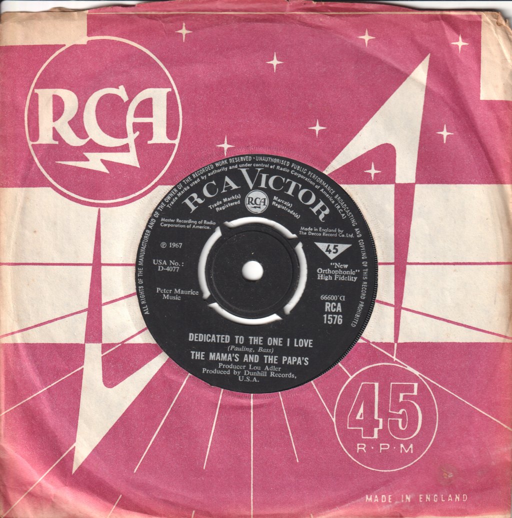 Mamas And The Papas - Dedicated To The One I Love - 7 Inch