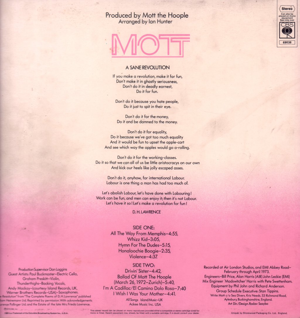 Mott The Hoople - Mott - Lp