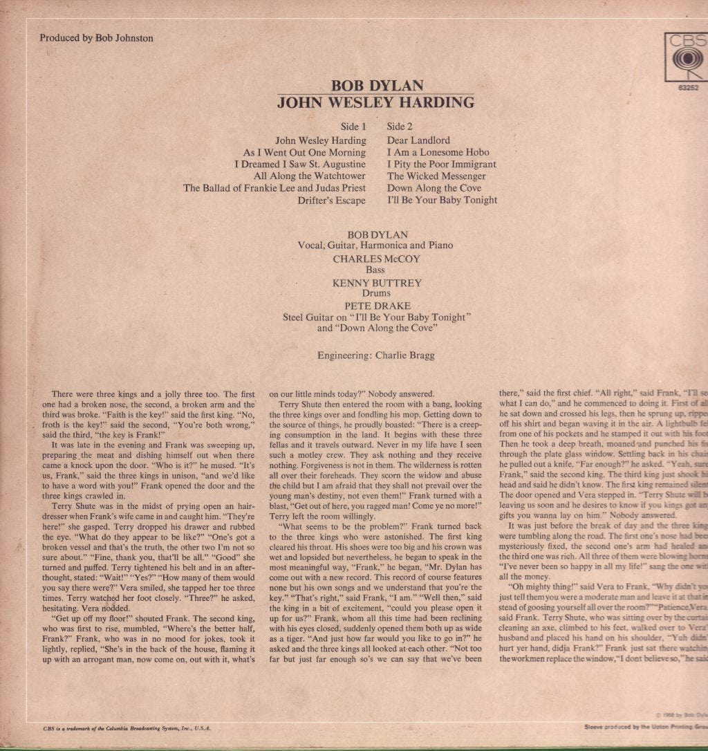 Bob Dylan - John Wesley Harding - Lp