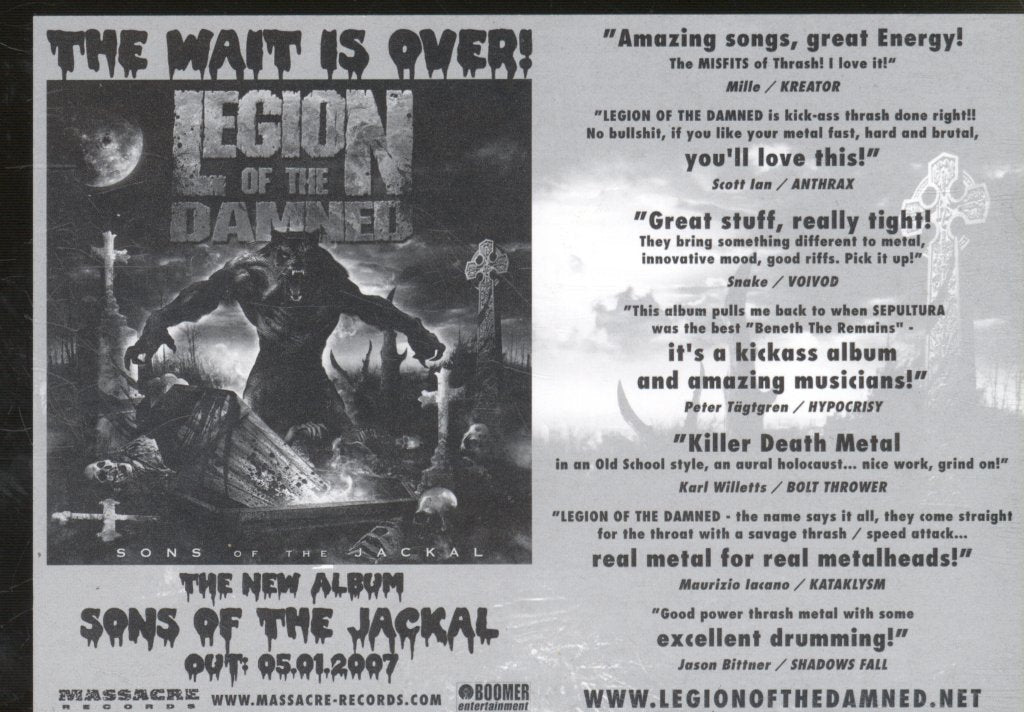 Legion Of The Damned - Sons Of The Jackal - Flyer