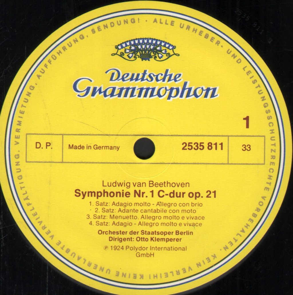 Otto Klemperer / Orchester Der Staatsoper Berlin - Beethoven - Symphonie Nr.1 / Ouvertüren: Coriolan · Egmont · Leonore III - Lp